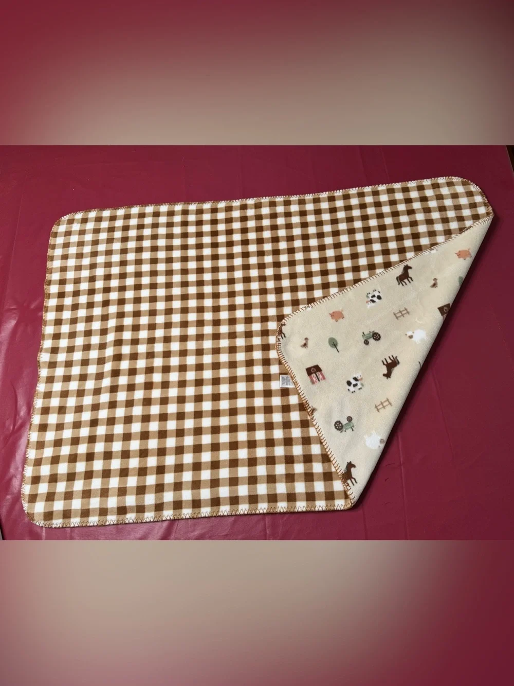 NEW Set of 2 Reversible Farm Baby Blankets – 30x40”